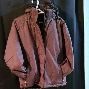 💣North End Weather Technology Brown Hooded Jacket Woman's Size Medium